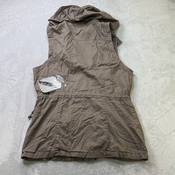 YMI Utility Hooded Anorak Vest Cinder Brown Zip Drawstring NWT Size XL/EG - Picture 9 of 9